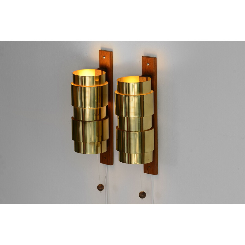 Vintage Brass wall sconces by Hans-Agne Jakobsson for H-A Jakobson Markary AB. Sweden 1960s