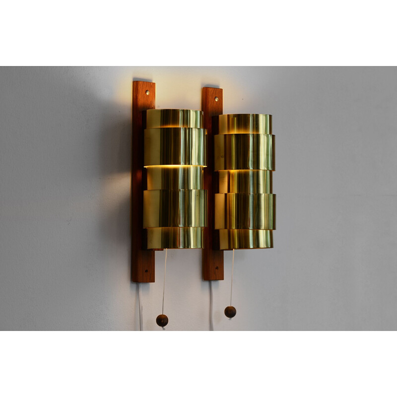 Vintage Brass wall sconces by Hans-Agne Jakobsson for H-A Jakobson Markary AB. Sweden 1960s