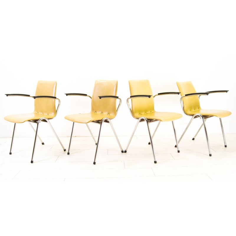 Set of 4 Vintage Gispen Arm Chairs Martin de Wit 1950s