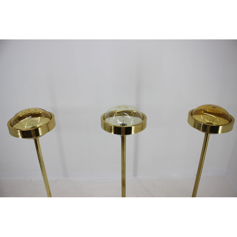 Set of 3 vintage Preciosa Gold Floor Lamp, Czechoslovakia