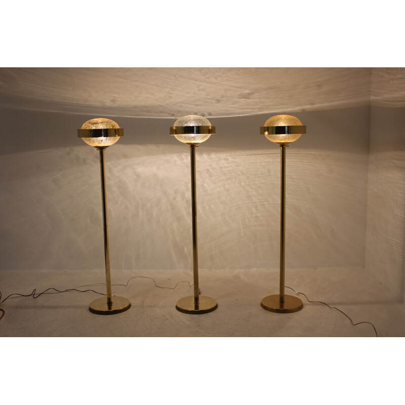 Set of 3 vintage Preciosa Gold Floor Lamp, Czechoslovakia