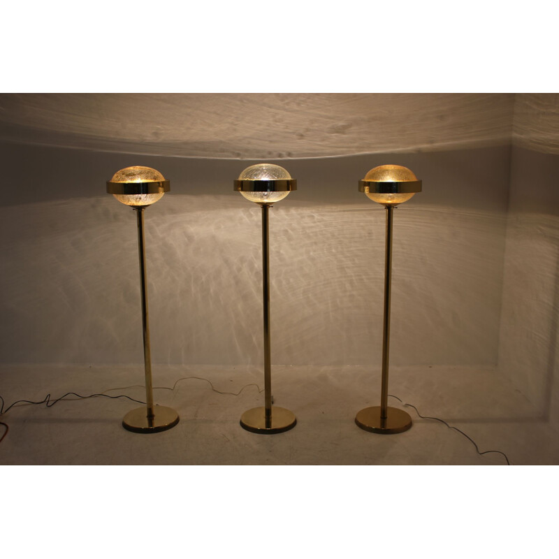 Set of 3 vintage Preciosa Gold Floor Lamp, Czechoslovakia