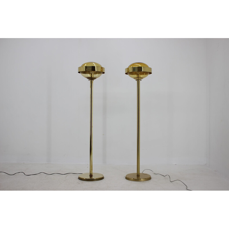 Pair of vintage Preciosa Gold Floor Lamp, Czechoslovakia