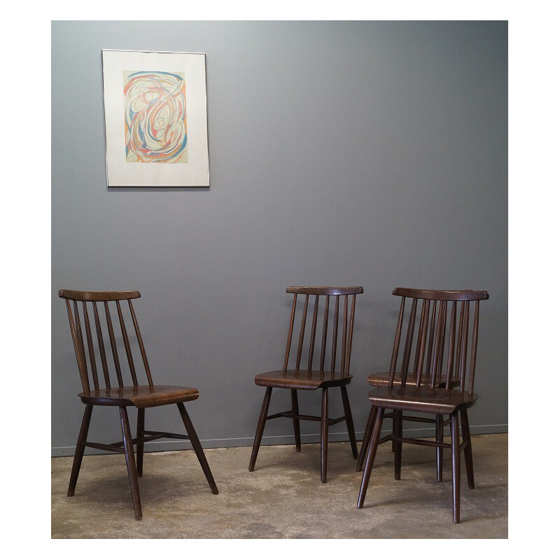 Set of 4 "Fanett" chairs, Llmari TAPIOVAARA - 1950s