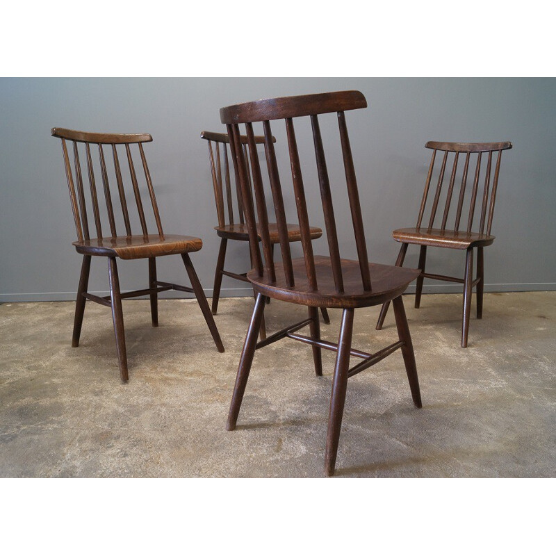 Set of 4 "Fanett" chairs, Llmari TAPIOVAARA - 1950s