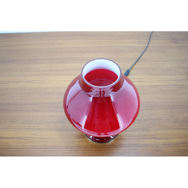 Vintage Red Allglass Table Lamp by Stefan Tabery, 1960s