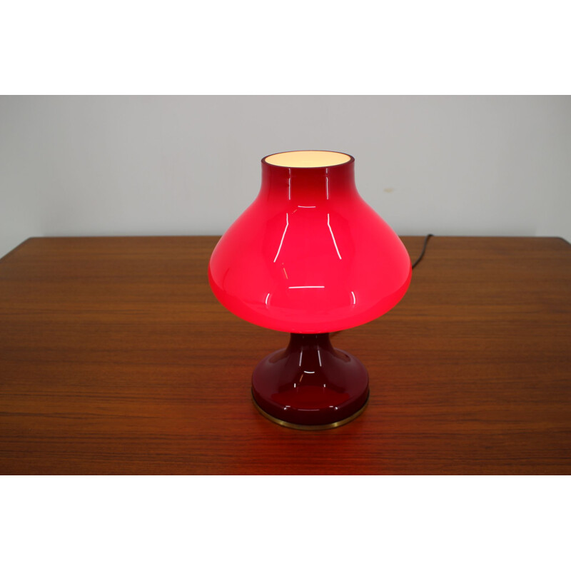 Vintage Red Allglass Table Lamp by Stefan Tabery, 1960s