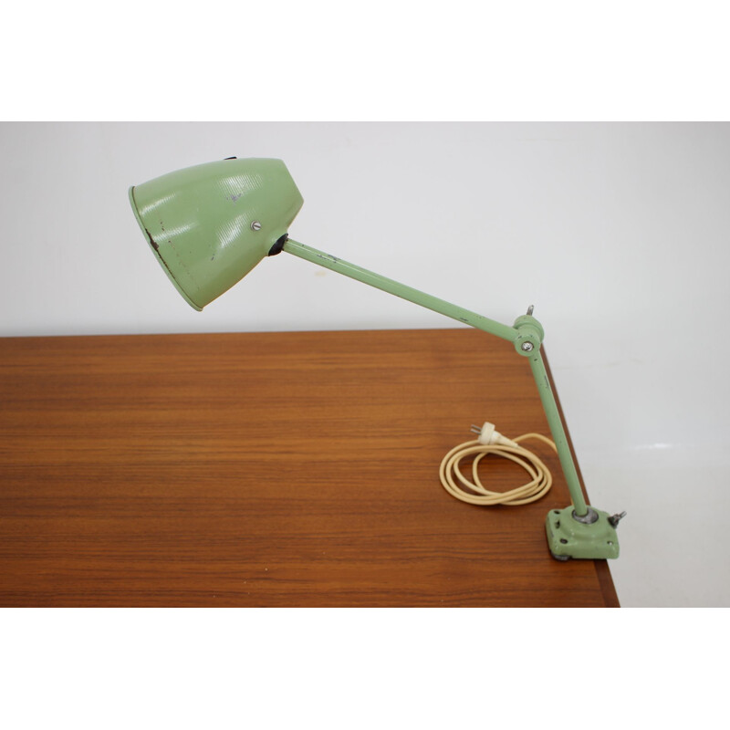 Vintage industrial metal adjustable table lamp with patina, 1950