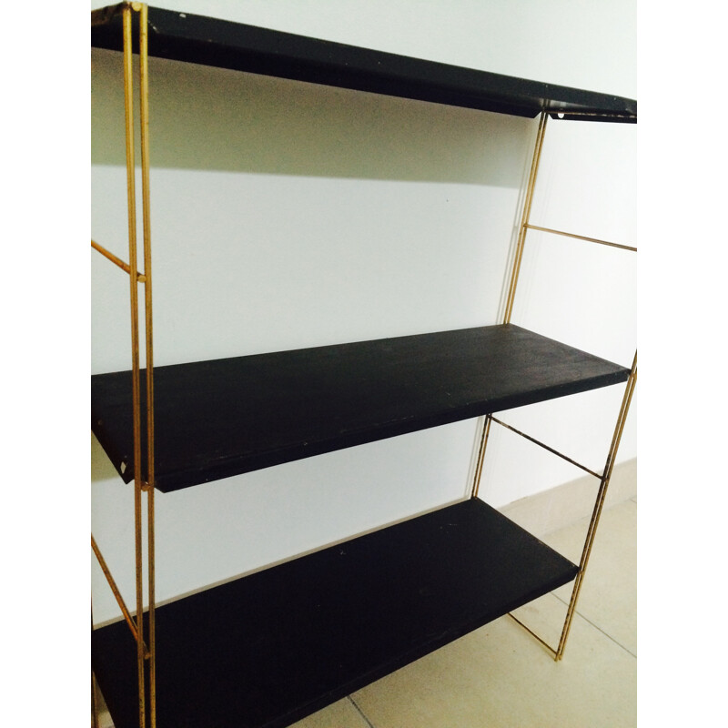 Modular shelves system in metal and brass - 1950s