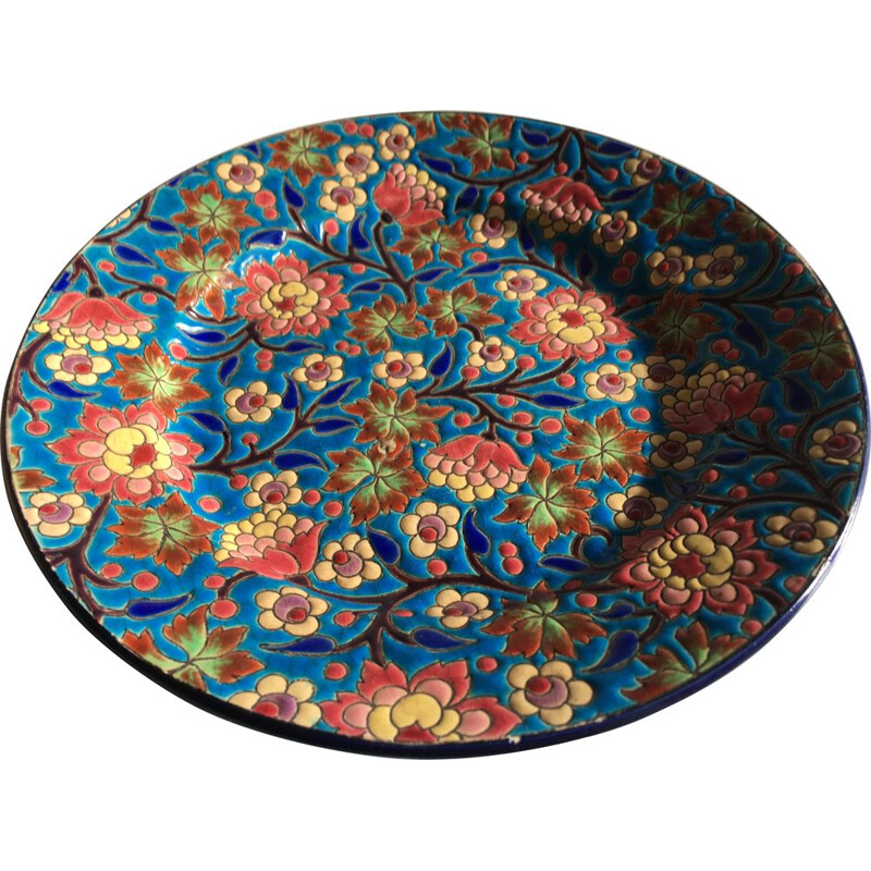 Vintage enamelled Longwy plate 1930 