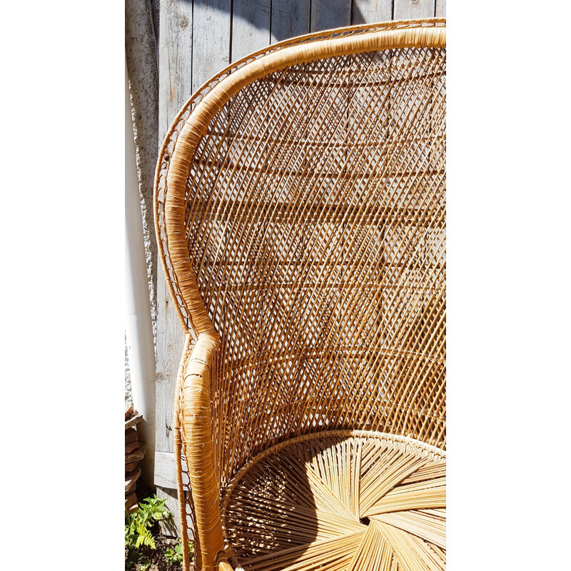 Vintage Emmanuelle rattan armchair, 1960