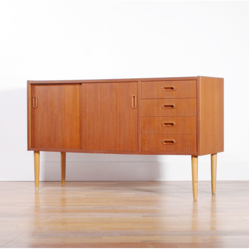 Mid century teak sideboard with four drawers -1950s