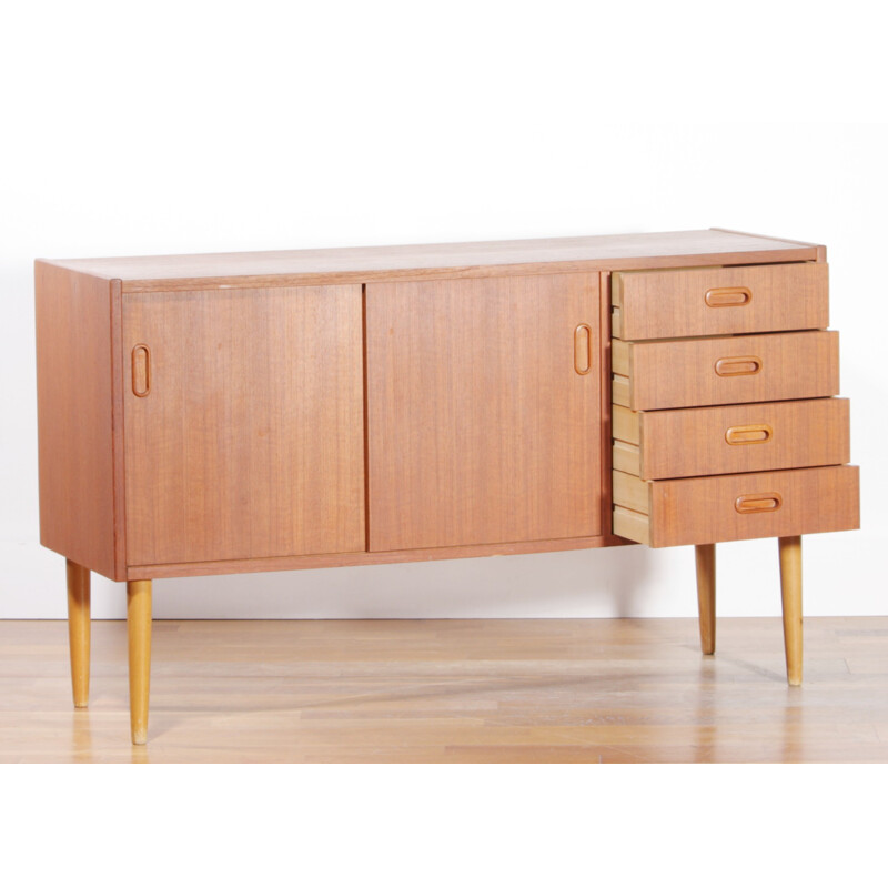 Mid century teak sideboard with four drawers -1950s