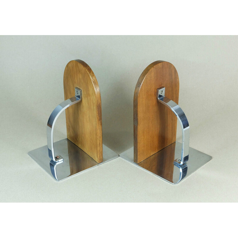 Ruppel Geschützt set of two bookends in wood and metal, Marianne BRANDT - 1930s