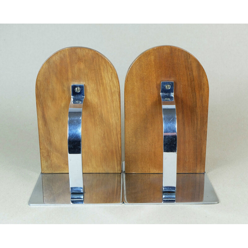Ruppel Geschützt set of two bookends in wood and metal, Marianne BRANDT - 1930s