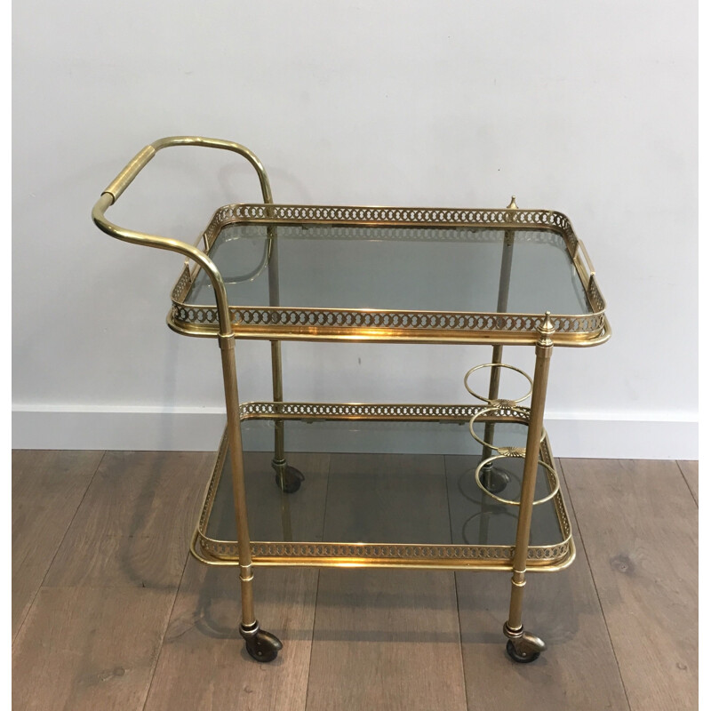 Vintage brass coffee table with neoclassical top, 1940