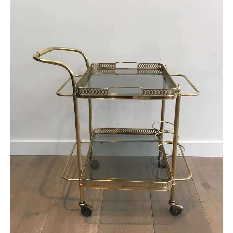 Vintage brass coffee table with neoclassical top, 1940