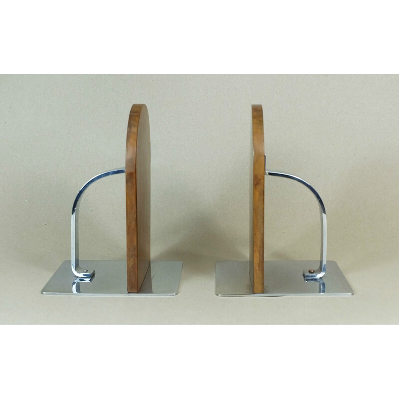 Ruppel Geschützt set of two bookends in wood and metal, Marianne BRANDT - 1930s