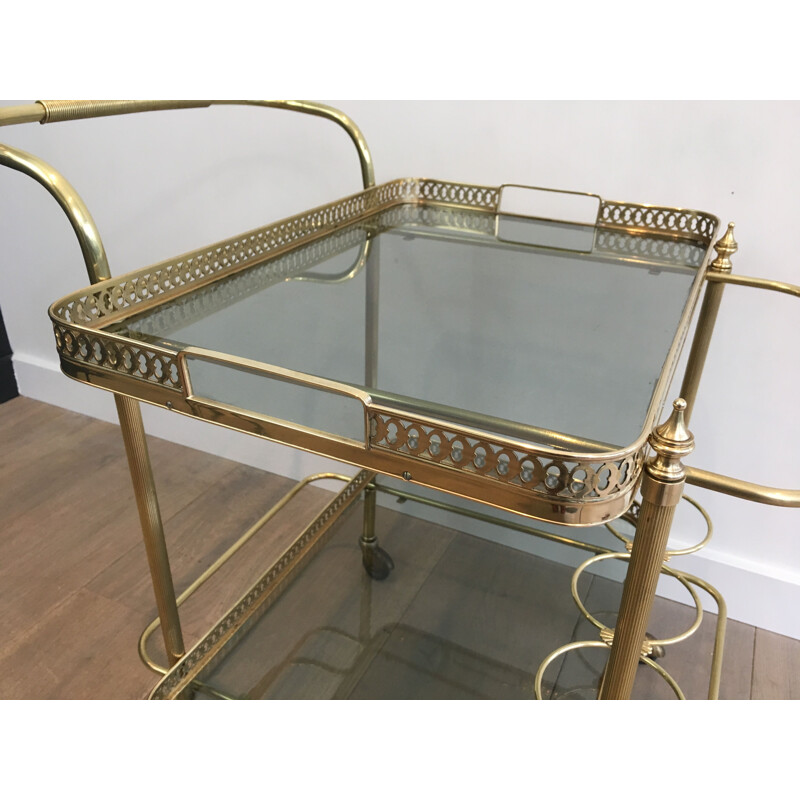 Vintage brass coffee table with neoclassical top, 1940