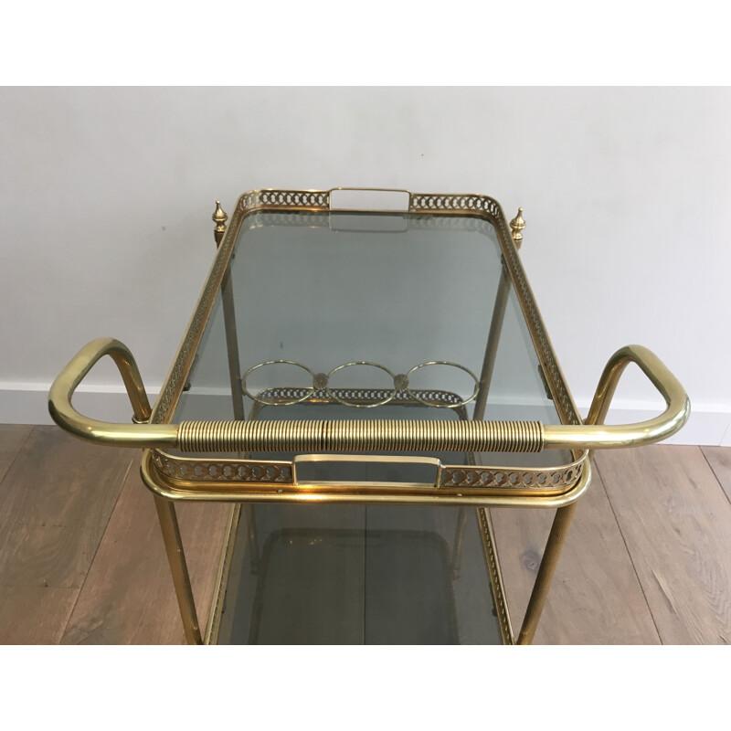 Vintage brass coffee table with neoclassical top, 1940