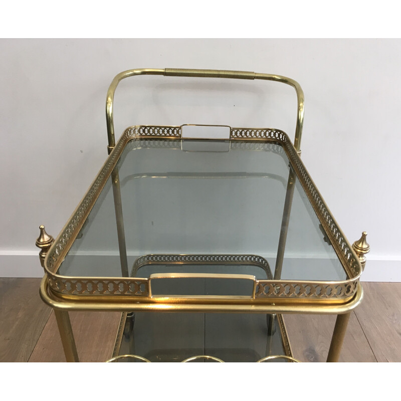 Vintage brass coffee table with neoclassical top, 1940