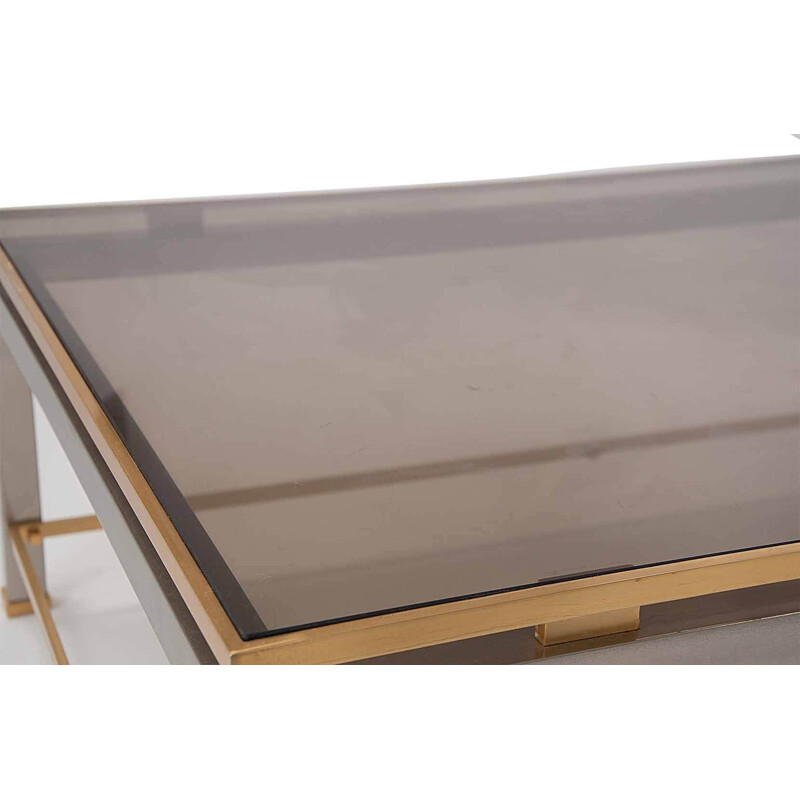 Vintage brass and metal coffee table by Jean Charles, 1970