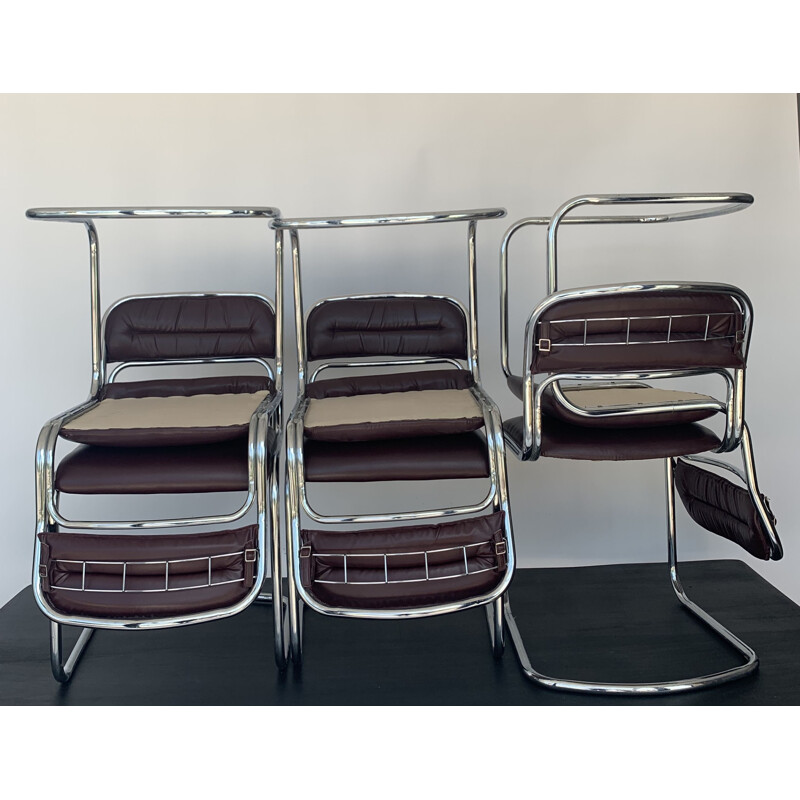 Vintage chrome sled chairs,1970s