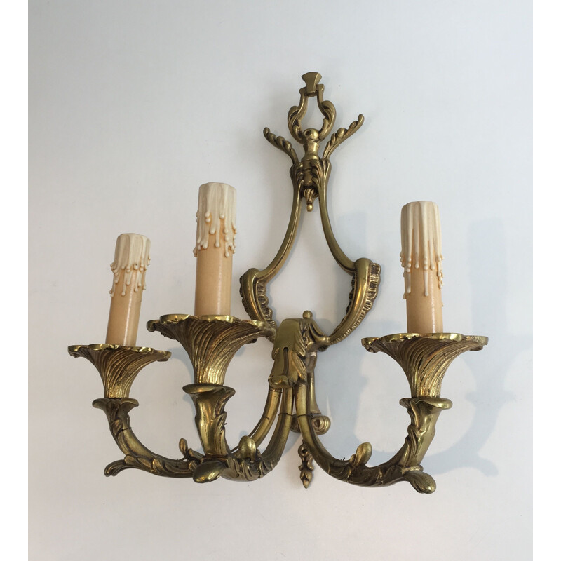 Pair of vintage Louis XV style wall lights, 1960