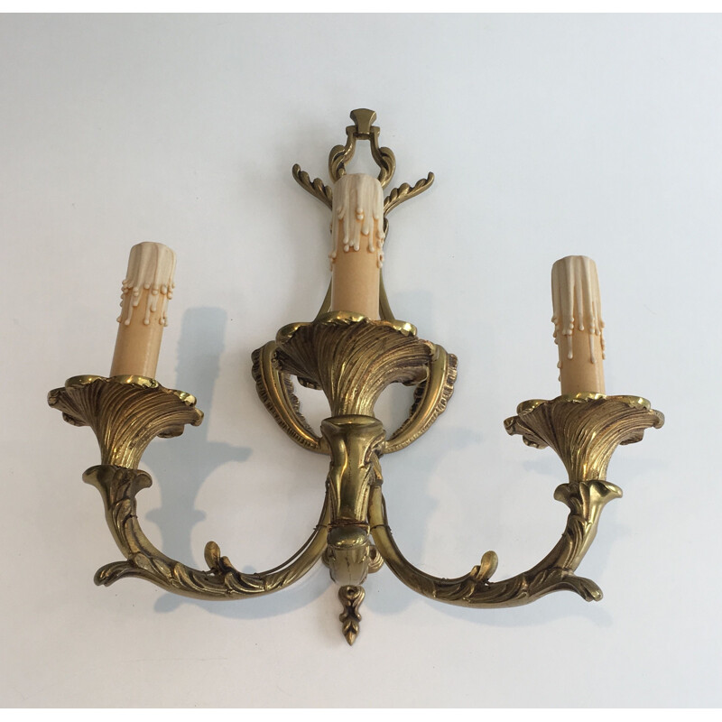 Pair of vintage Louis XV style wall lights, 1960