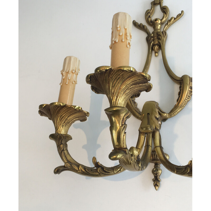 Pair of vintage Louis XV style wall lights, 1960