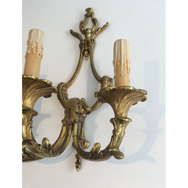 Pair of vintage Louis XV style wall lights, 1960