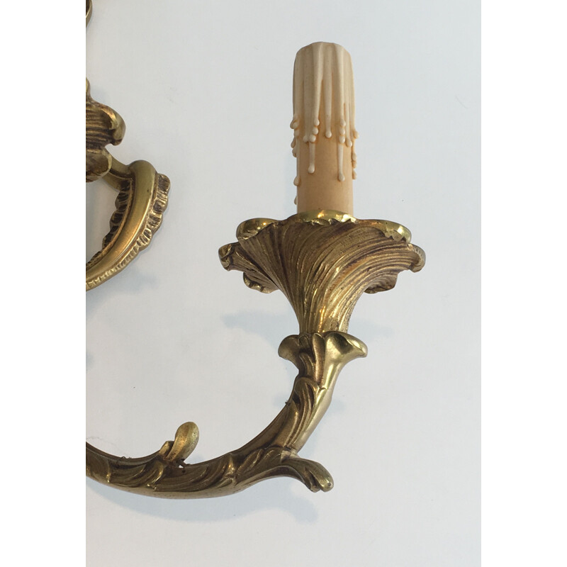Pair of vintage Louis XV style wall lights, 1960