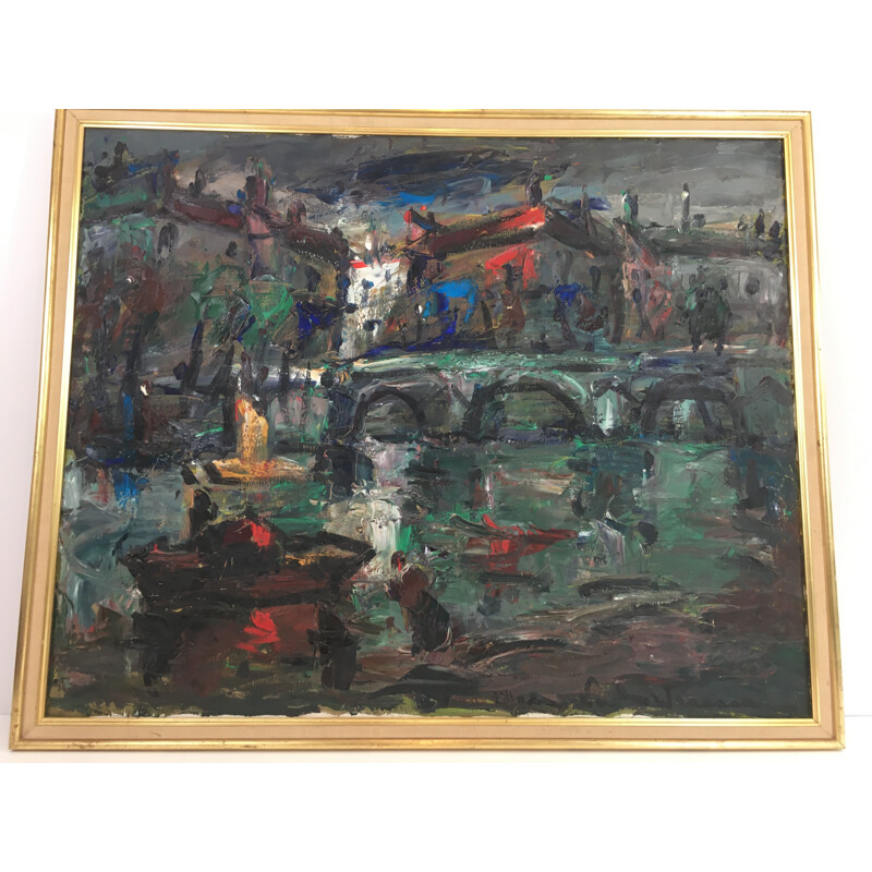 Öl auf Leinwand Vintage, 1960