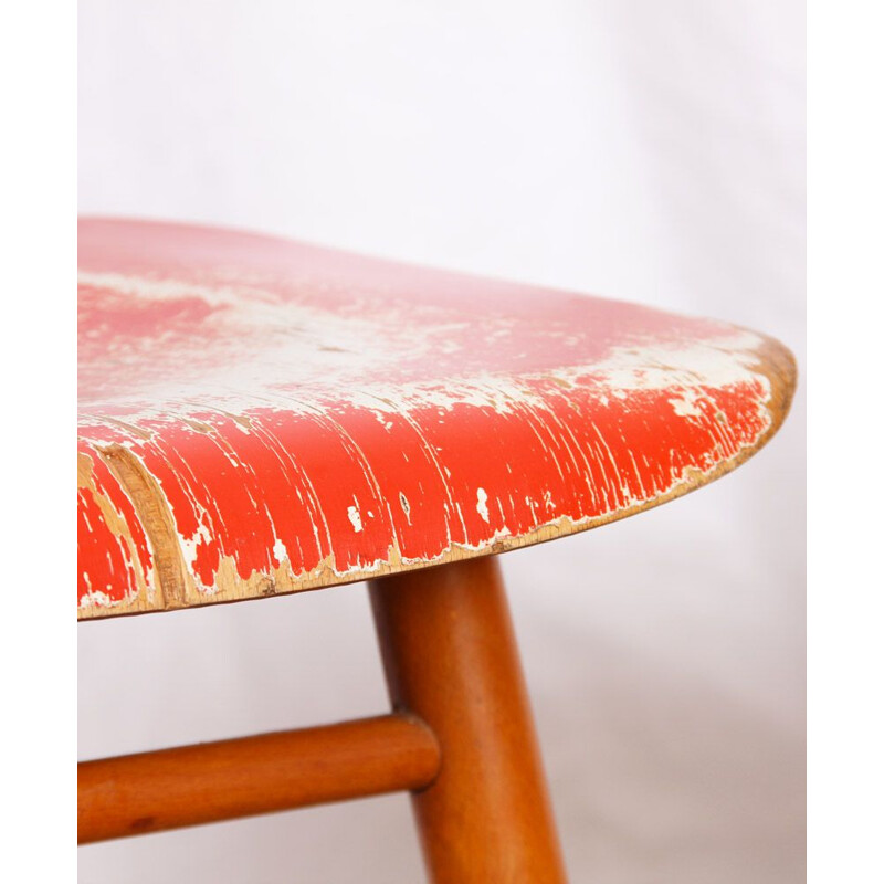 Pair of red vintage chairs for Ton, 1960s