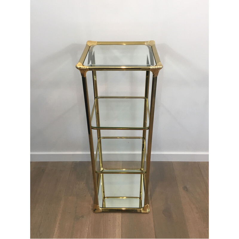 Vintage gold-plated Hollywood Regency 3-tier shelf, 1970