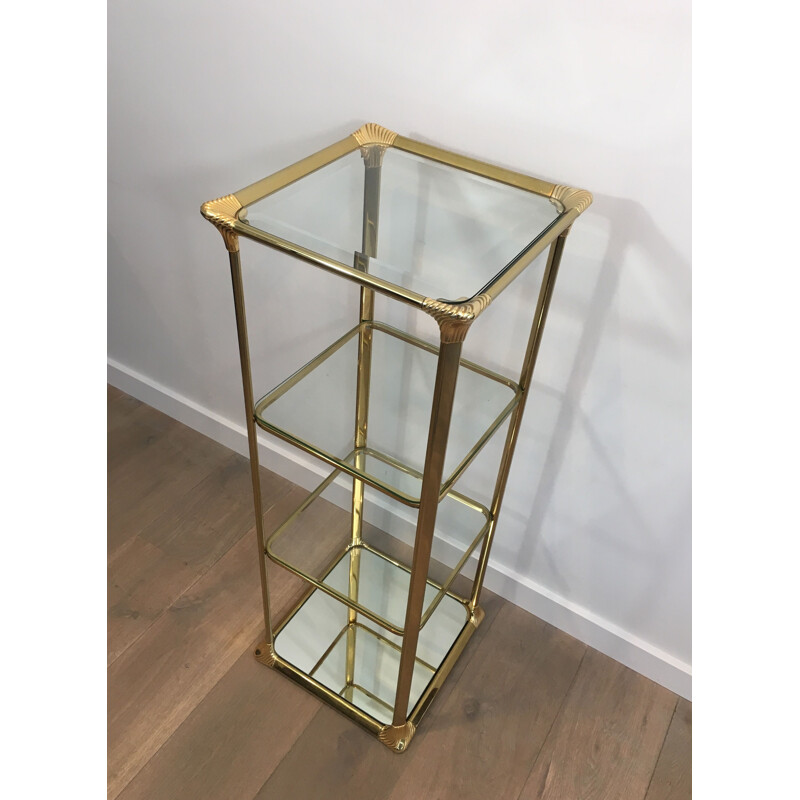 Vintage gold-plated Hollywood Regency 3-tier shelf, 1970