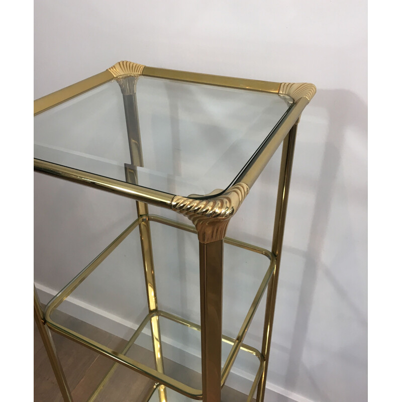 Vintage gold-plated Hollywood Regency 3-tier shelf, 1970