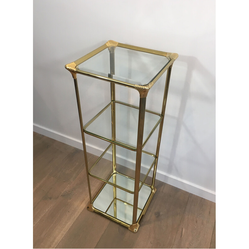 Vintage gold-plated Hollywood Regency 3-tier shelf, 1970