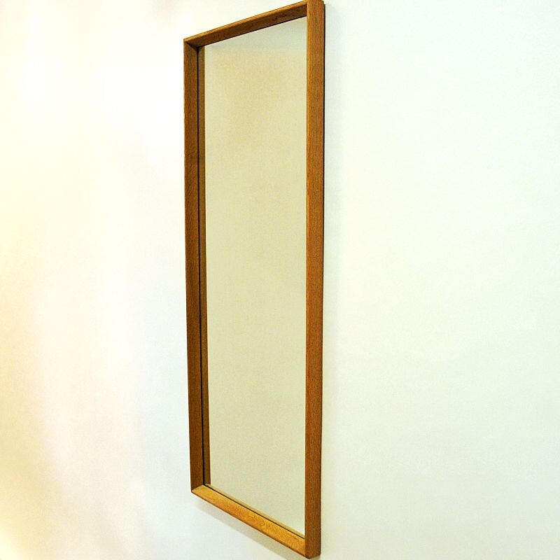 Vintage Oak Wallmirror by Nyge Verken Nyköping - Sweden 1960s