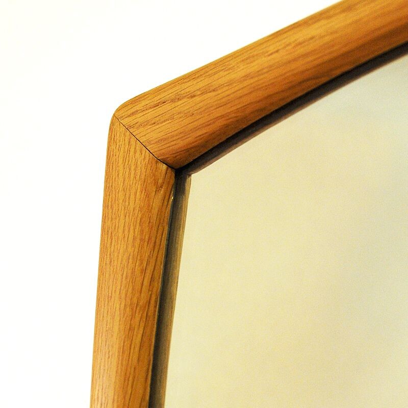 Vintage Oak Wallmirror by AB Nybrofabriken Sweden 1960