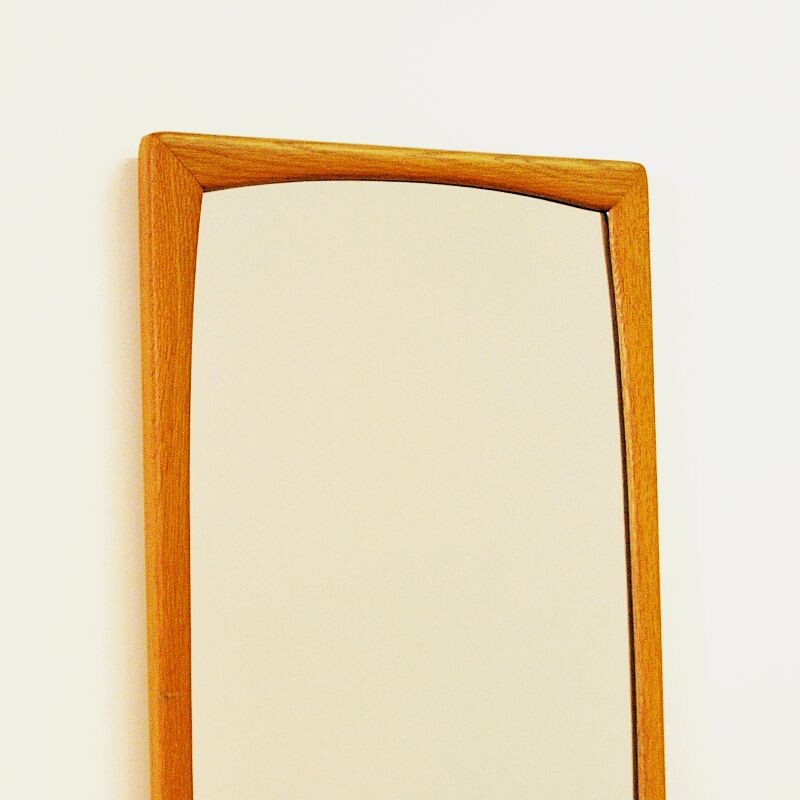 Vintage Oak Wallmirror by AB Nybrofabriken Sweden 1960