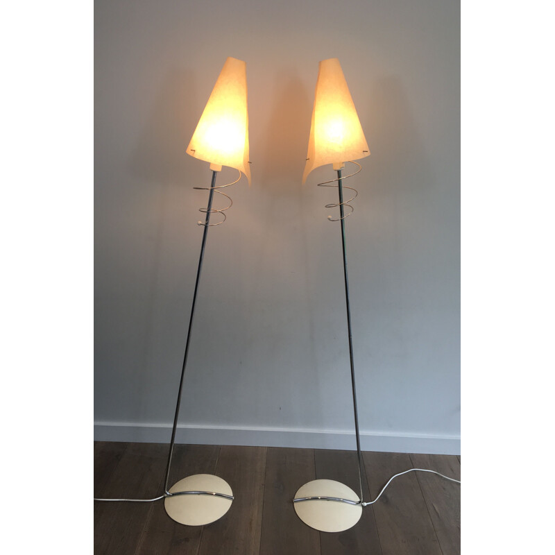 Paar vintage vloerlampen van Parquet 1970