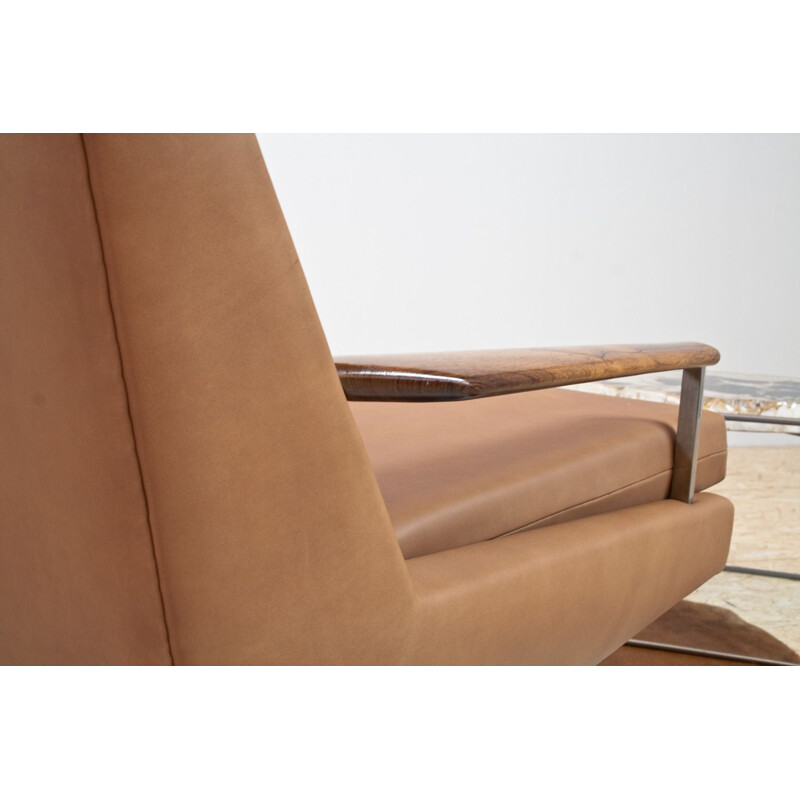 Pair of vintage leather lounge chairs by Louis van Teeffelen, Danish 1960