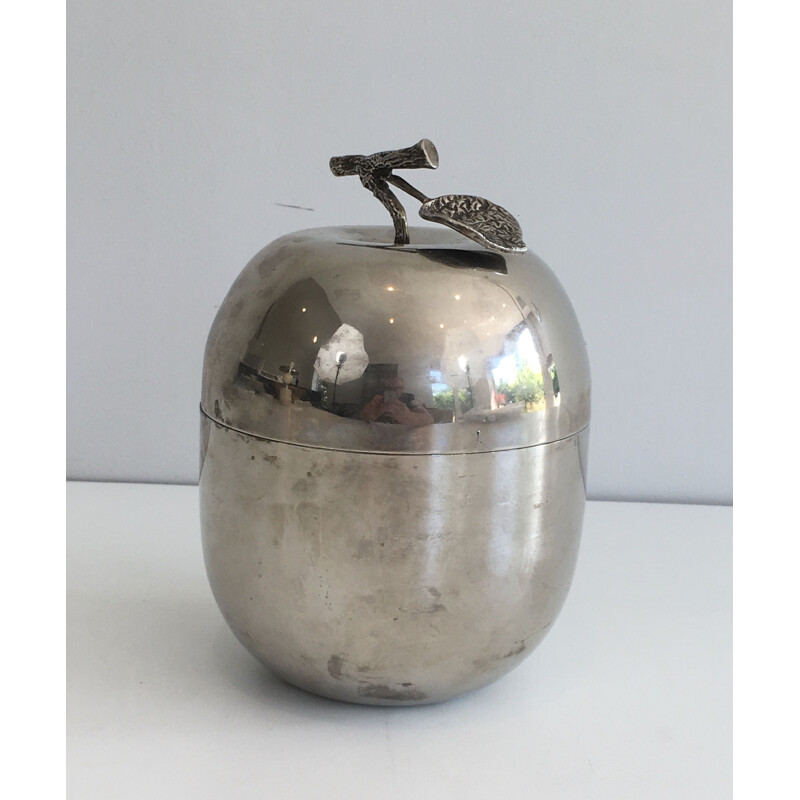 Vintage Silver Metal Apple Ice Cube Bucket, 1970