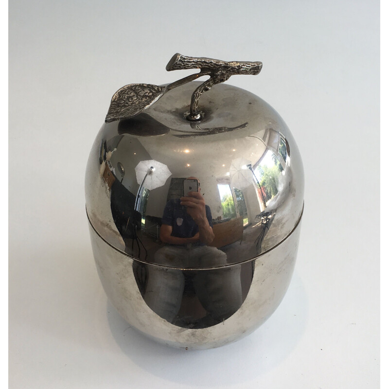 Vintage Silver Metal Apple Ice Cube Bucket, 1970