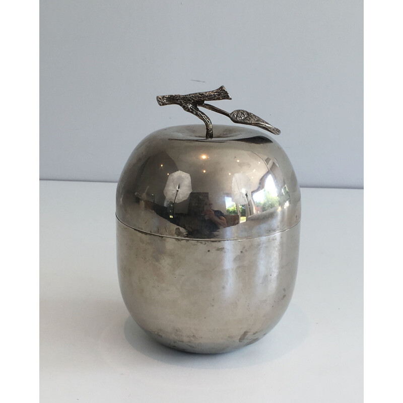 Vintage Silver Metal Apple Ice Cube Bucket, 1970