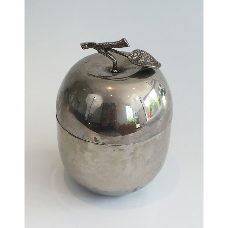 Vintage Silver Metal Apple Ice Cube Bucket, 1970