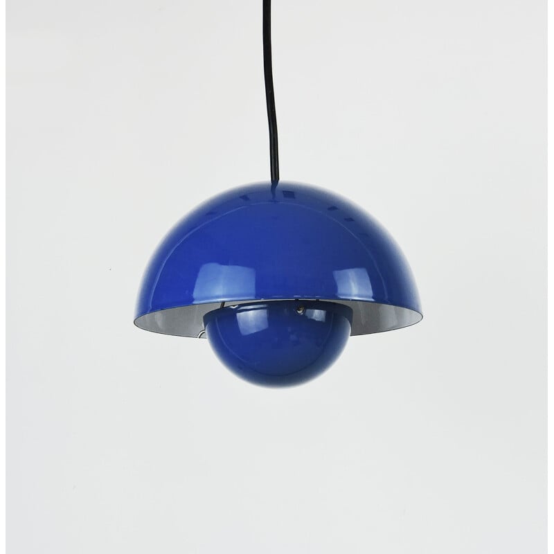 Vintage-Hängeleuchte in Form eines blauen Blumentopfes von Verner Panton für Louis Poulsen, 1960