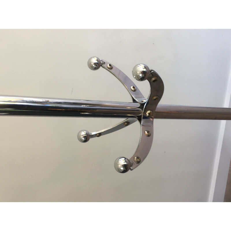 Vintage Riveted Chrome Coat Rack, 1980