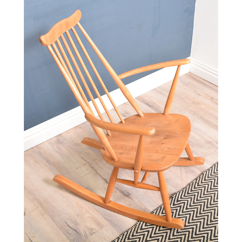 Vintage Ercol 435 Goldsmiths Rocking Chair Blonde Elm 1965